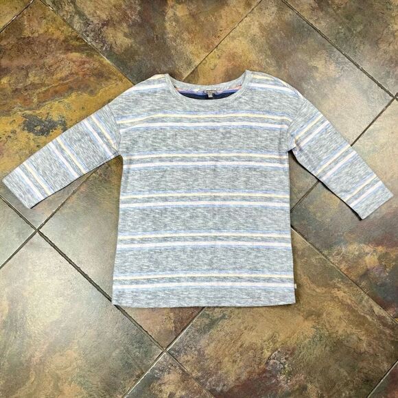 T by Talbots Women’s Stripes 3/4 Sleeve Button up Back Top Medium - Picture 2 of 11